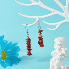 Stone Decor Drop Earrings - Natural Stone Beaded Drop Earrings