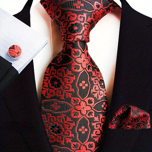 3pcs Paisley Jacquard Necktie Set For Men