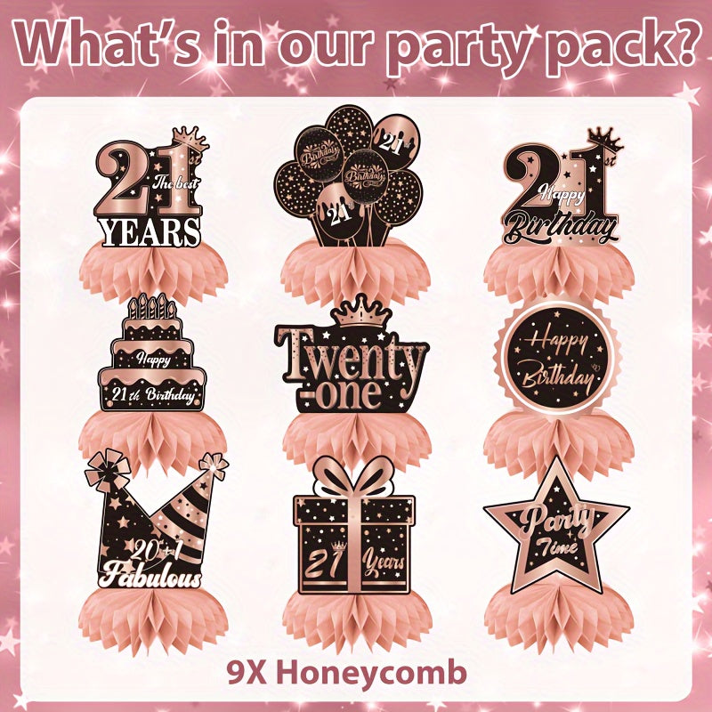 21st Birthday Table Decorations Golden Themed Party Centerpieces