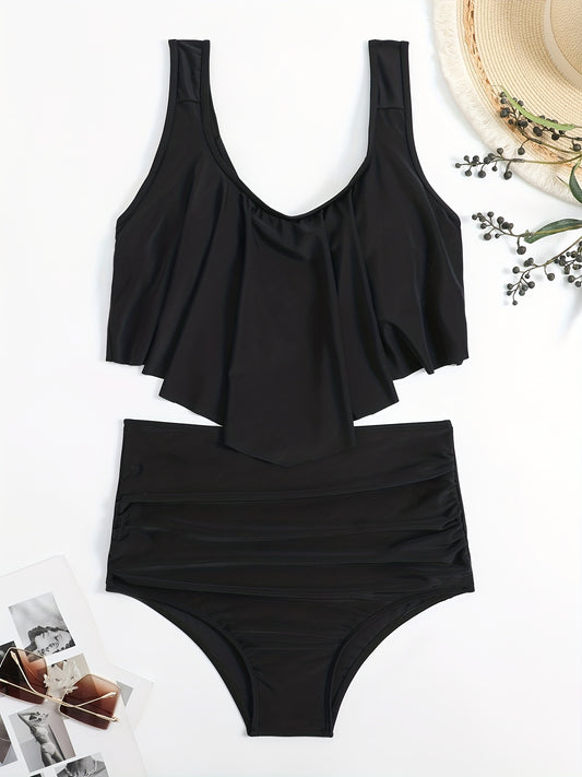 Peplum Tankini Set High Waist Swimsuit Women's Swimwear