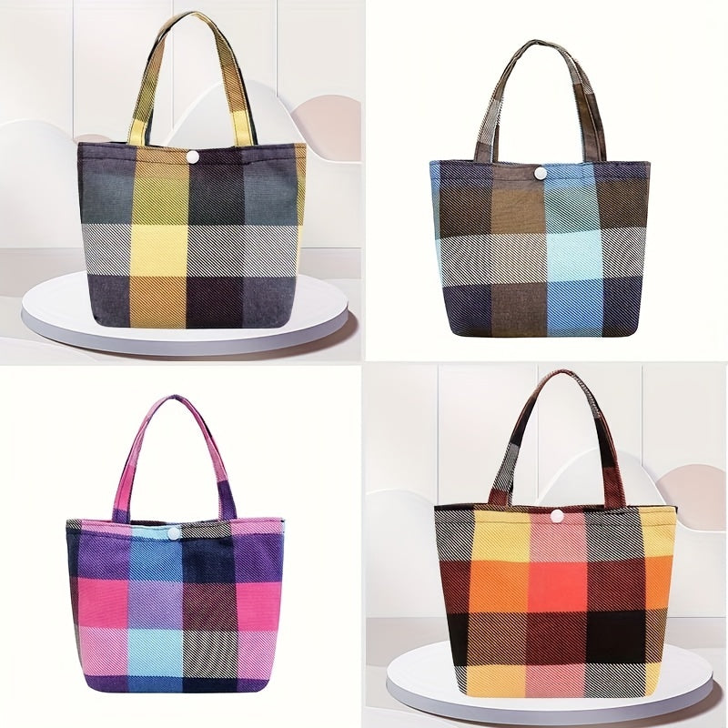 Colorblock Plaid Pattern Shoulder Bag All Match Storage Bag Lightweight