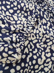 Plus Dalmatian Print Lantern Sleeve V Neck Smock Maxi Dress