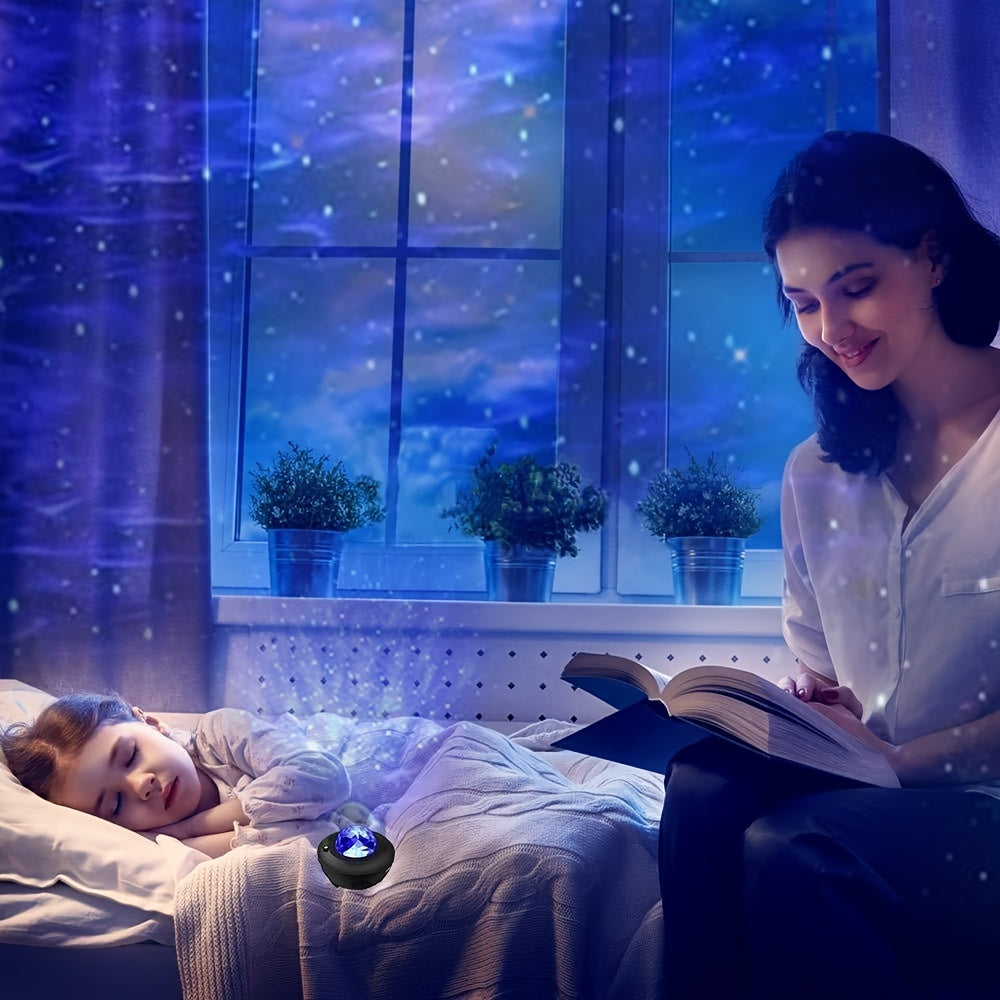 Galaxy Star Projector Night Light Voice Control 4 In 1 Ocean Wave Galaxy & Star