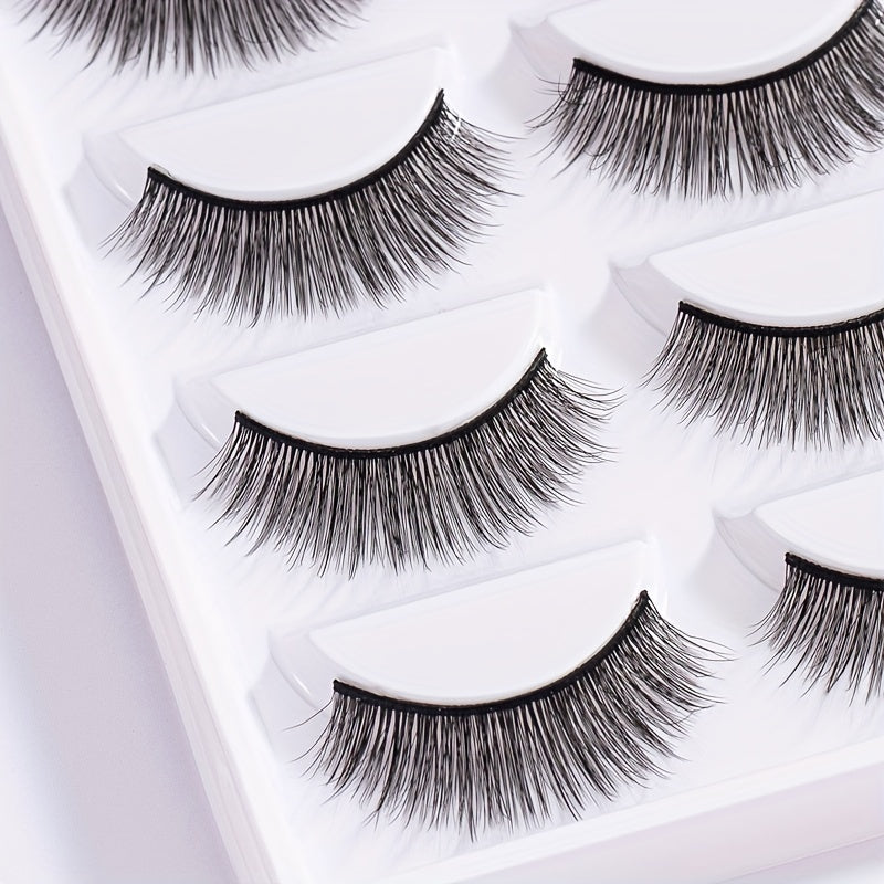 5 Pairs Full Strip False Eyelashes Natural Long Cross False Lashes