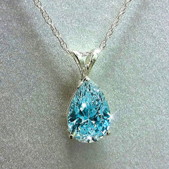 925 Silver Teardrop Gemstone Zircon Pendant Necklace