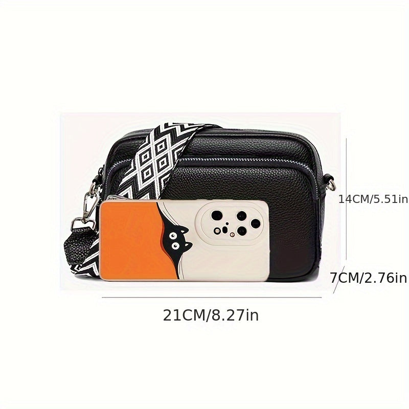 Stylish Womens Crossbody Bag Geometric Pattern Compact Messenger Bag