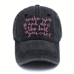 Vintage Letter Embroidered Baseball Cap Washed Distressed Dad Hat