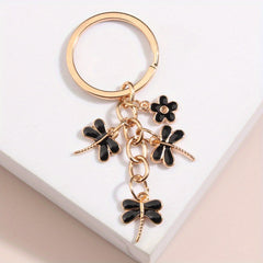 Dragon & Flower Keychain Metal Key Ring Handbag Car Charm Phone Pendant Gift