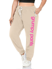  Letter Print Drawstring High Rise Sweatpants Women's Plus