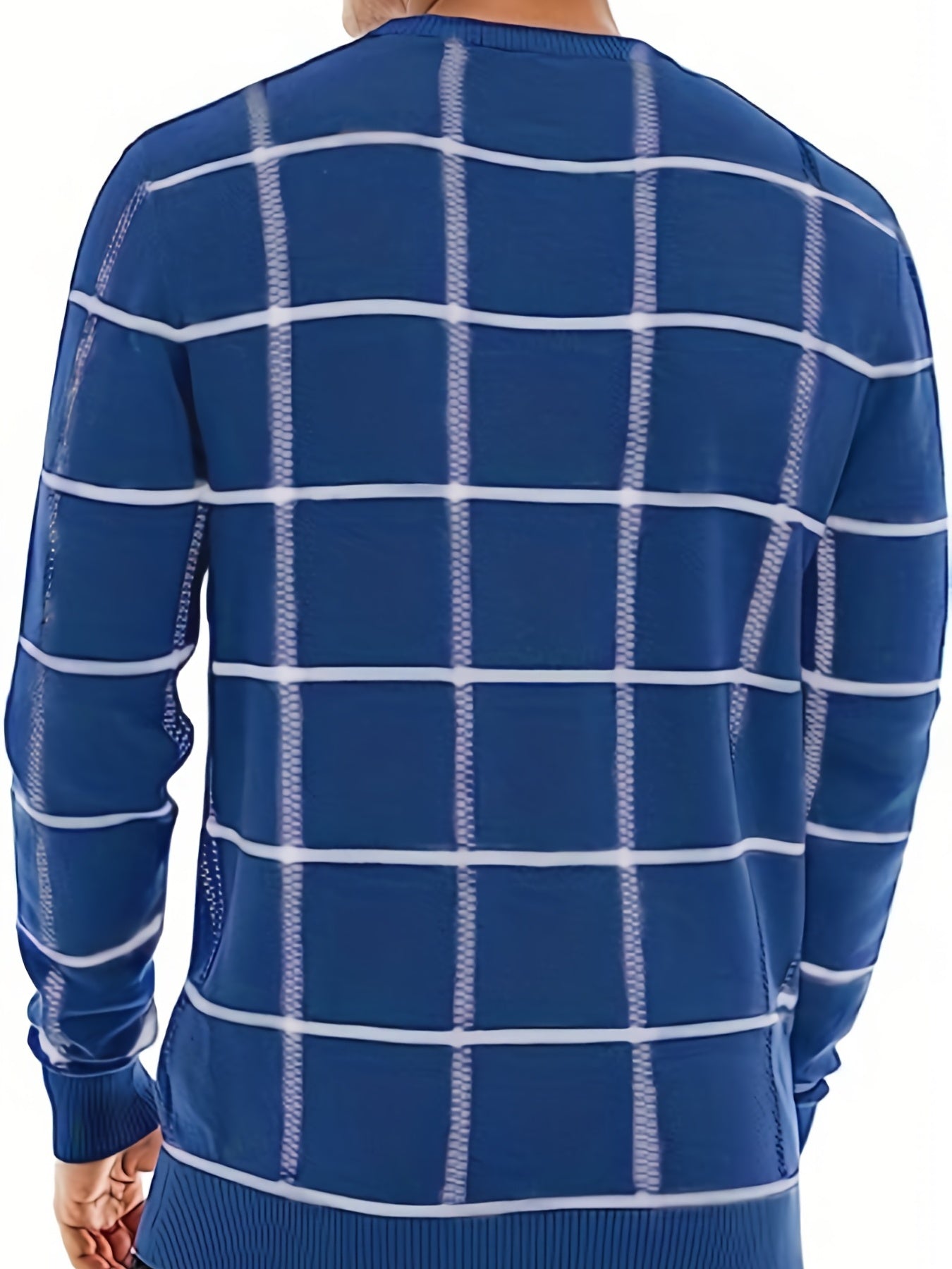 Knitted Plaid Sweater Men's Casual Warm Pullover