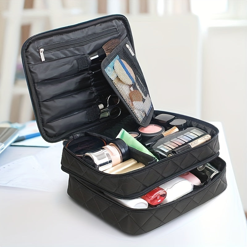 Waterproof Makeup Bag for Women Double Layer Large Capacity Cosmetic Case