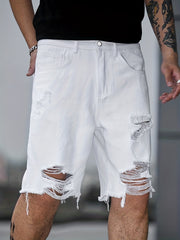 Men's Distressed Denim Shorts Casual Street Style