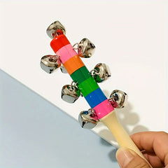Wooden Colored Hand Tambourine Rainbow Instrument Bell