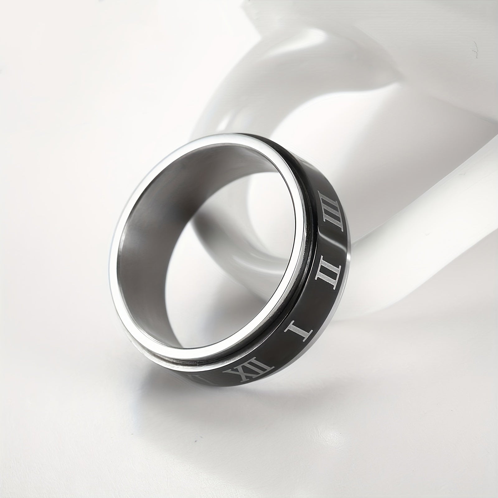 Stainless Steel Roman Numeral Spinner Ring - Anti Anxiety Spinner Rings
