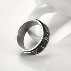 Stainless Steel Roman Numeral Spinner Ring - Anti Anxiety Spinner Rings