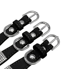 Sparkling Rhinestone Dog Collar Soft Suede Leather