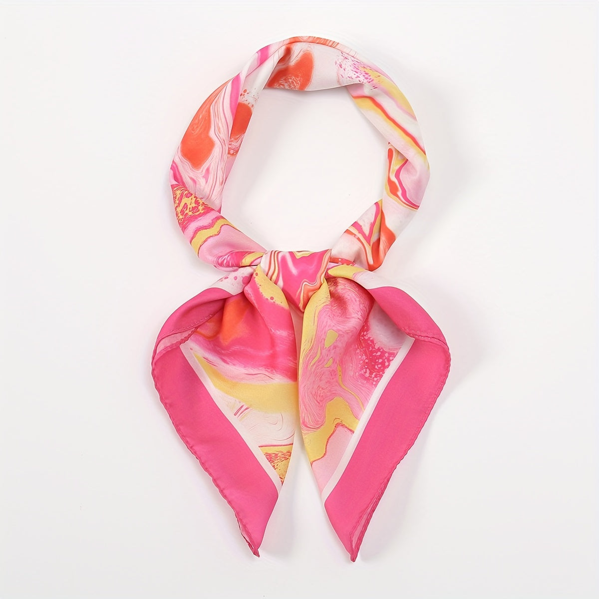 Pink Tie Dye Print Bandana Boho Neckerchief Square Scarf Silk