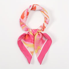 Pink Tie Dye Print Bandana Boho Neckerchief Square Scarf Silk