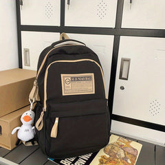 Letter Patched Zipper Backpack Large Capacity School Bag