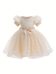 Girls Floral Princess Dress Puff Sleeve Tutu Dresses