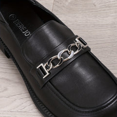 Women's Chain Decor Loafers Thick Sole Slip On Casual & Preppy Shoes