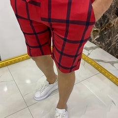 Men's Plaid Drawstring Slim Fit Summer Shorts