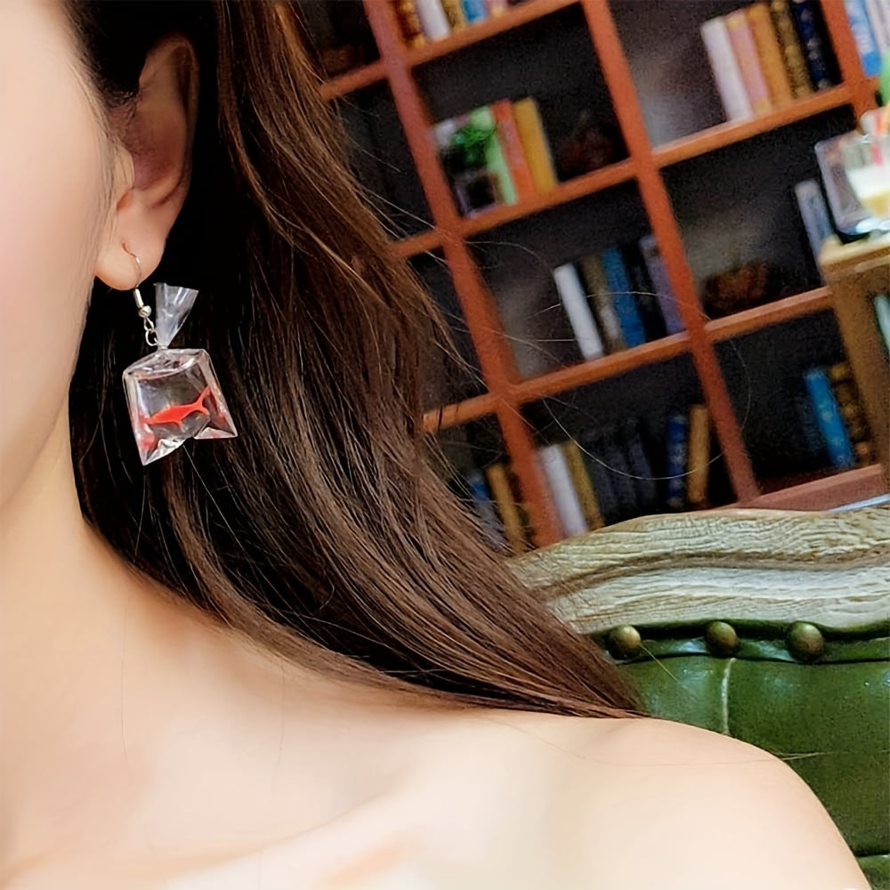 Y2K Goldfish Water Bag Shape Dangle Earrings