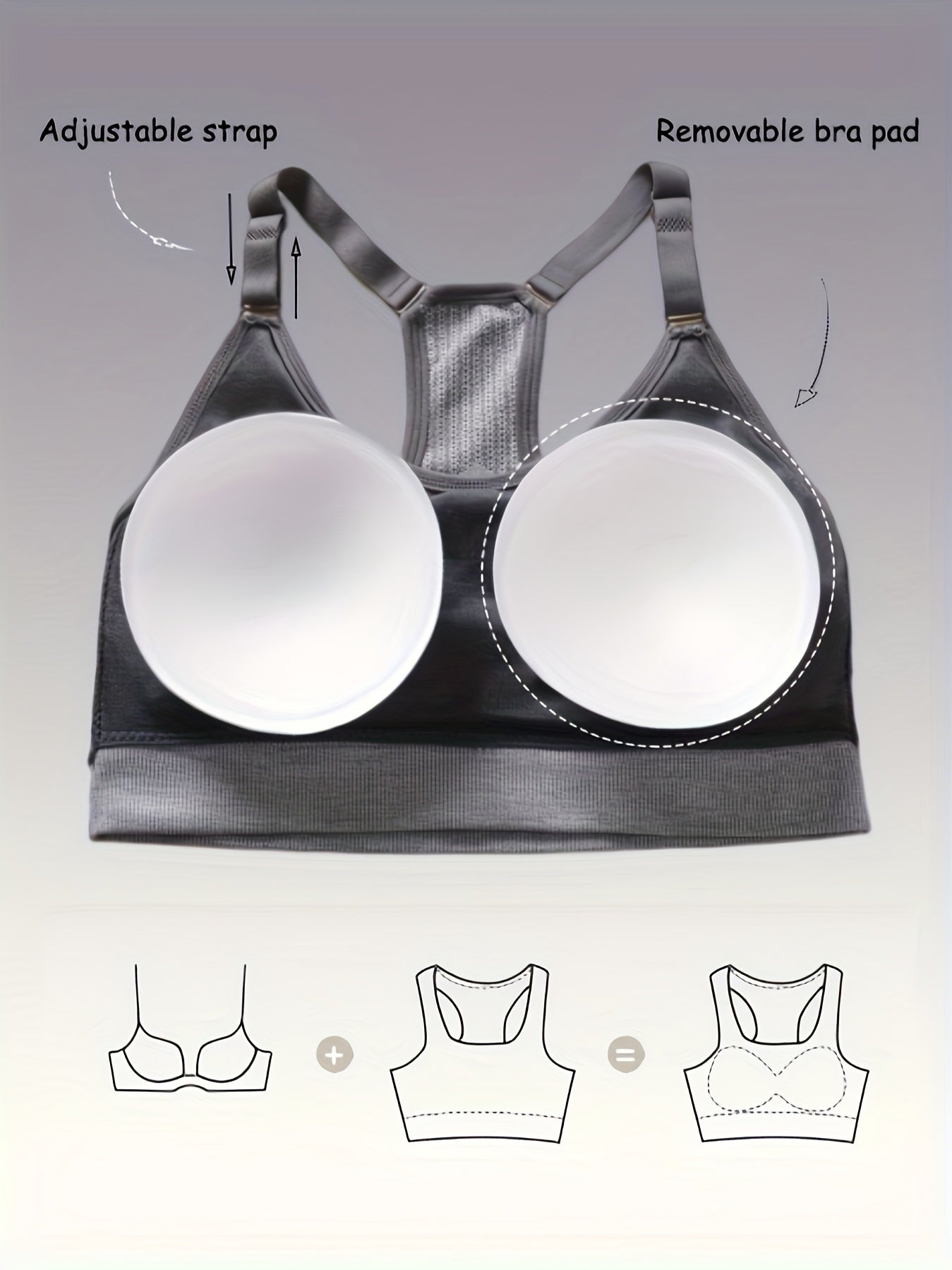 3pcs Wireless Sports Bras Push Up Running Workout Bra Women's Lingerie