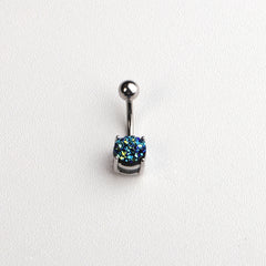 Stainless Steel Horseshoe Belly Button Ring with Zircon Inlay