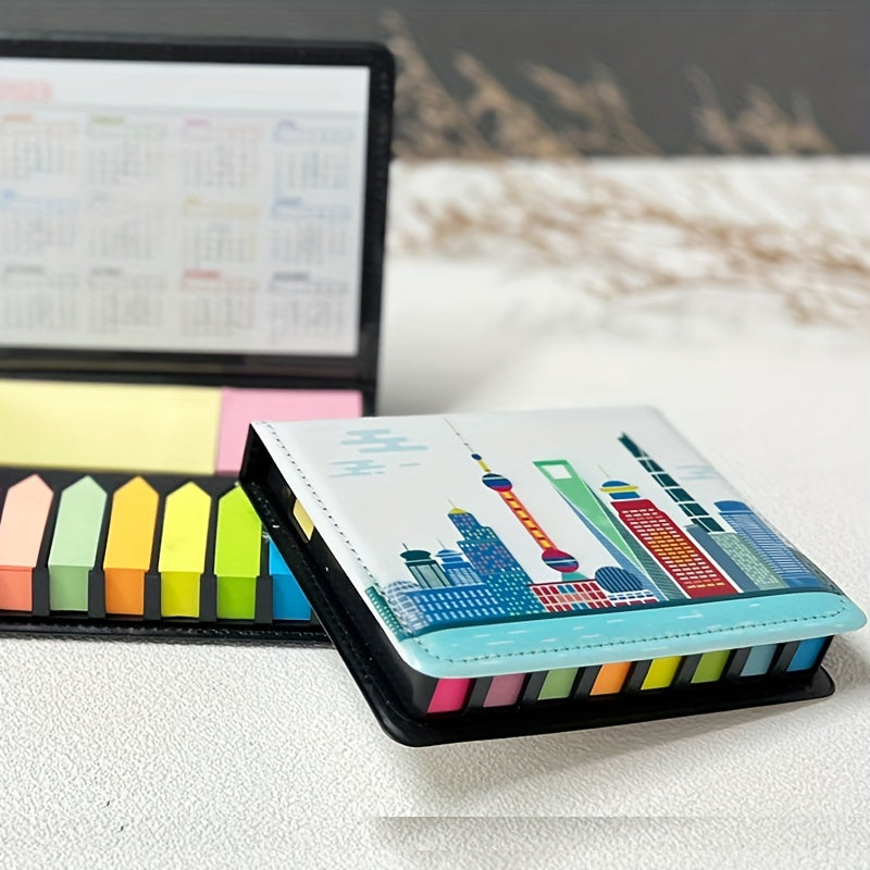 Leather Grain Sticky Notes Box Calendar Silk Screen Printing UV Stickers