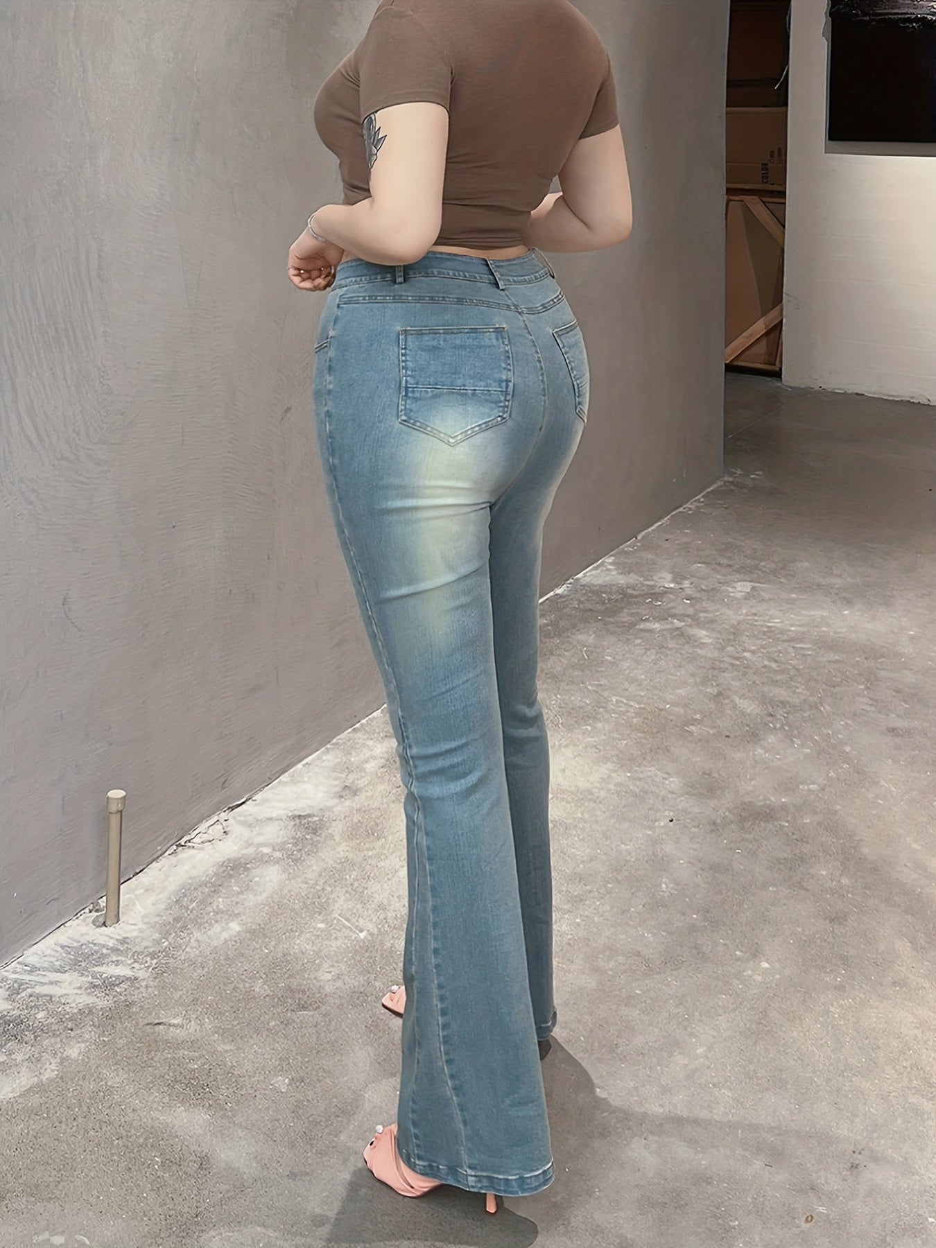  Button Fly Flared Leg Jeans