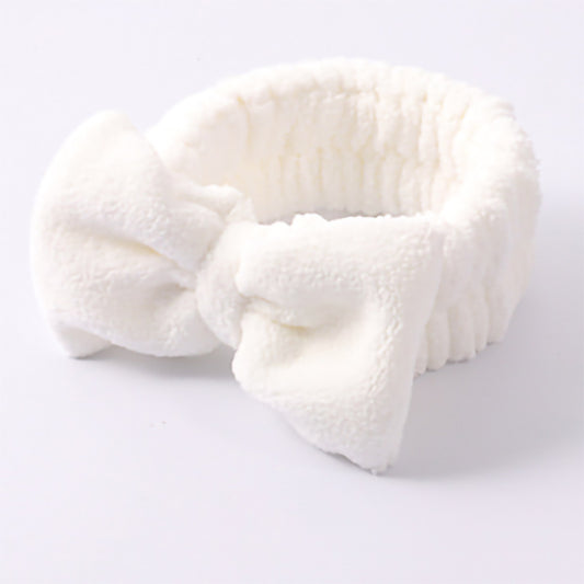 Coral Fleece Bowtie Headband Makeup Spa Yoga Shower Hair Band