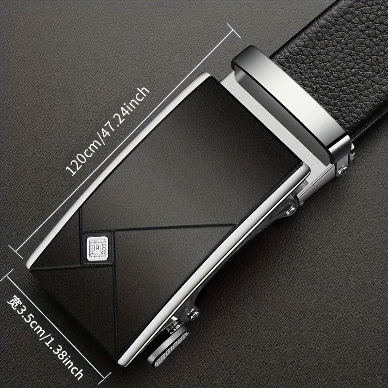Leather Belt with Automatic Buckle for Men