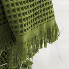 Thick Cotton Waffle Bath Towel - Water Absorbent Wrap