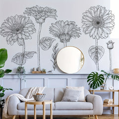 2pcs Daisy Flower Stickers Self-adhesive Removable PVC Wall Decals