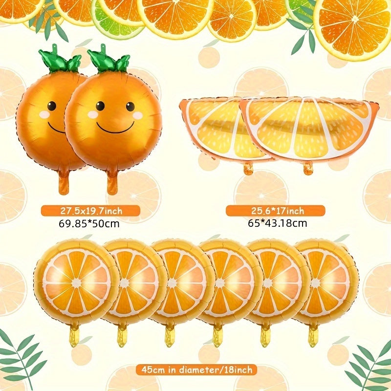 10pcs Orange Citrus Foil Balloon for Birthday Party Decor
