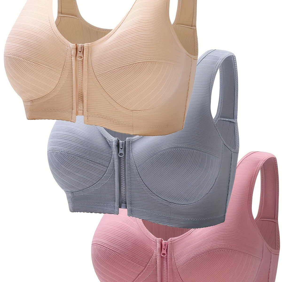 2pcs Wireless Front Buckle Bras Comfy & Breathable Lingerie