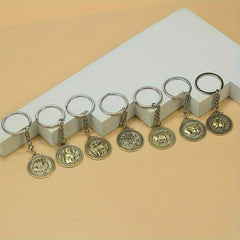 Zodiac Metal Tag Key Ring Keychain Retro Bag Car Key Pendant Christmas Gift
