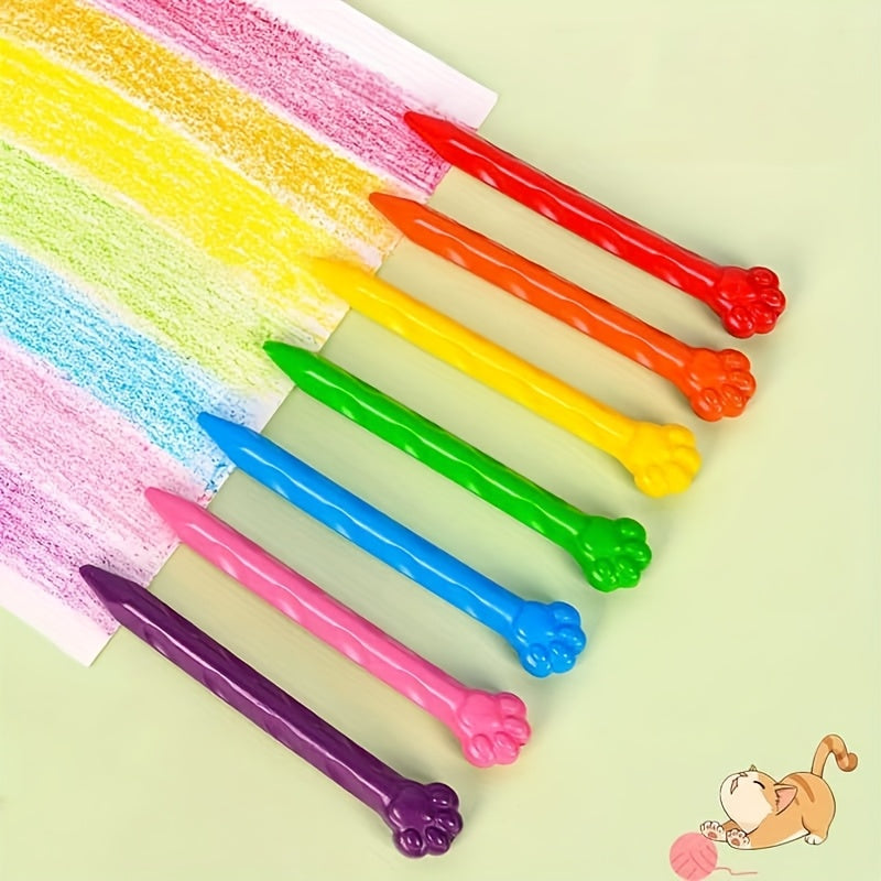 24 Non Stick Washable Triangular Wax Pens for Kids with Easy Grip