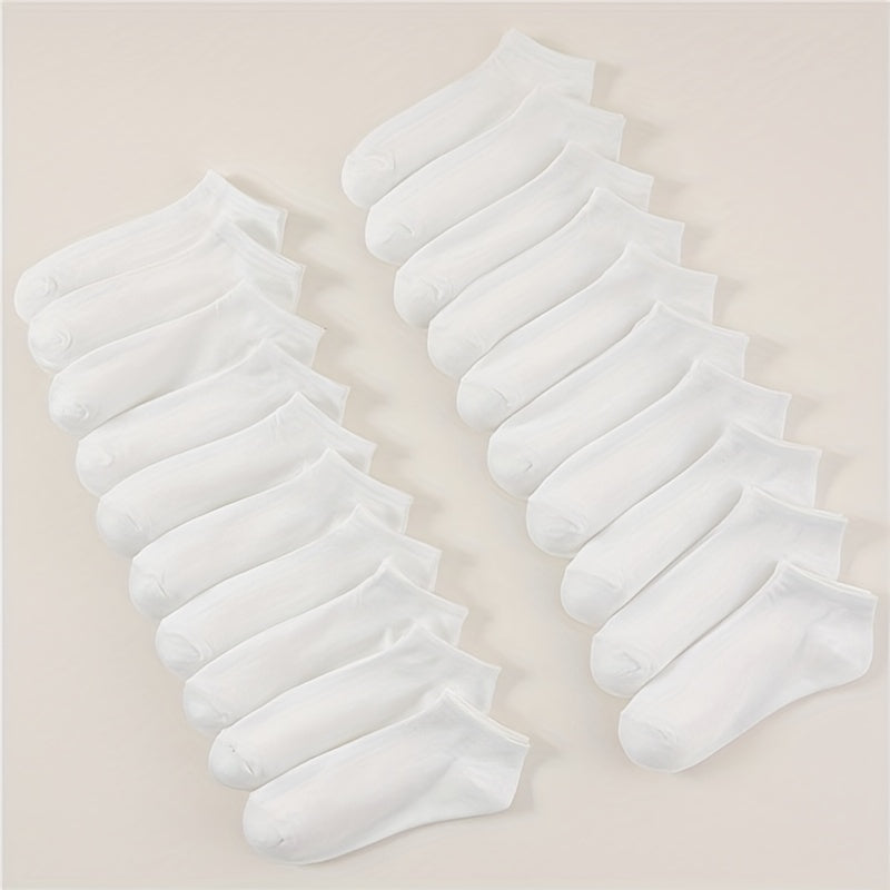 20 Pairs Solid Comfy Ankle Socks Women's Stockings