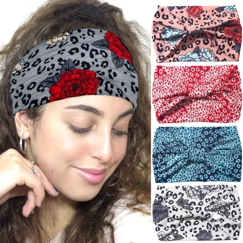 Boho Headband Non Slip Hair Band Stretchy Turban Head Wraps For Women Girls