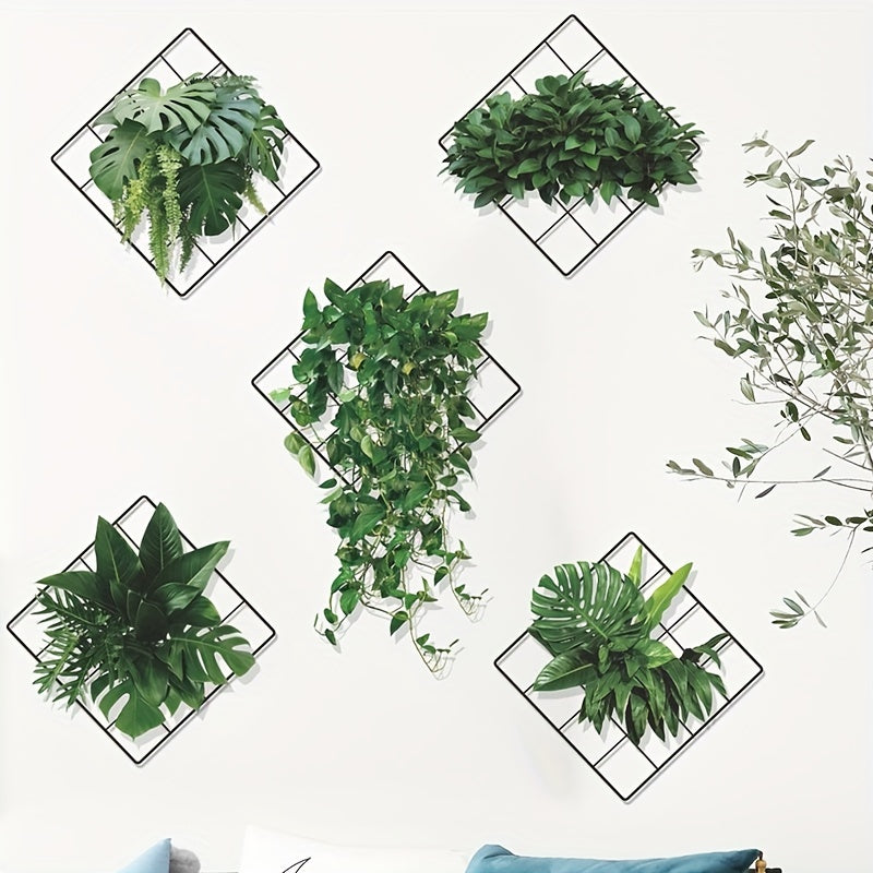 6pcs Mesh Green Pothos Wall Stickers PVC Self-adhesive