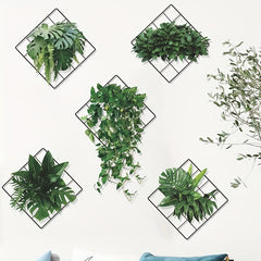 6pcs Mesh Green Pothos Wall Stickers PVC Self-adhesive