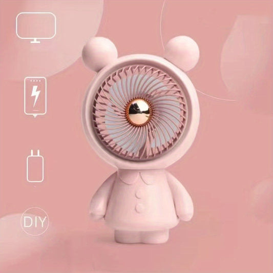 Summer Mini Strong Power Fan Durable Cartoon Handheld Small Fan