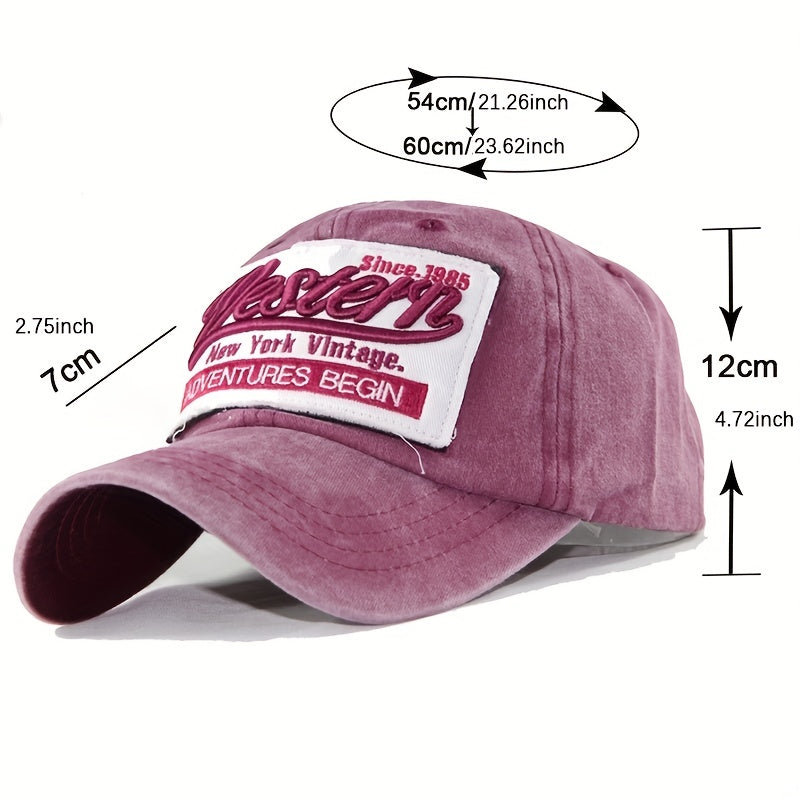 Western Embroidery Baseball Cap Distressed Dad Hats