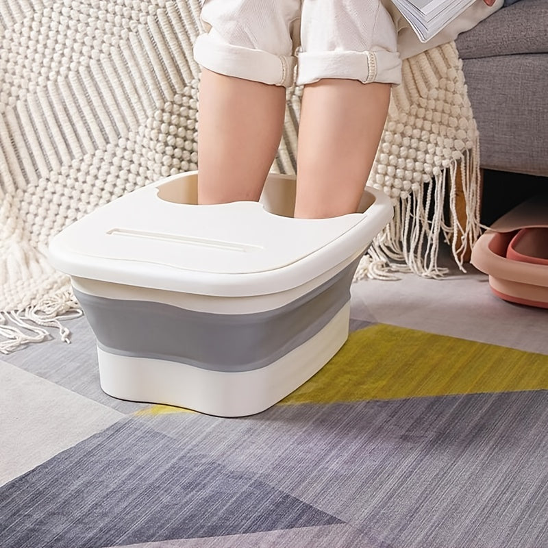 Folding Bubble Foot Bath Bucket with Lid for Home Travel