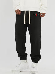 V Graphic Print Loose Fit Sweatpants