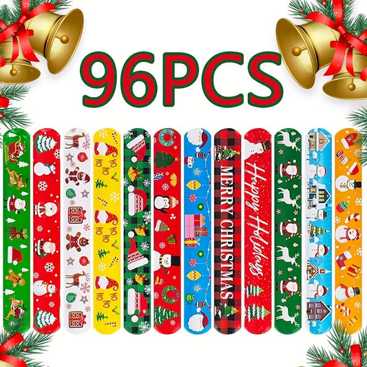 96pcs Christmas Snap Bracelets Party Favors Friendship Bracelets Supplies
