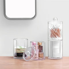 Clear Makeup Organizer with Swab Pad and Brush Holder