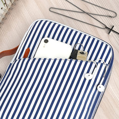 Portable Striped Pattern Handbag Lightweight Zipper Storage Bag